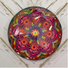 25mm Art Glass Backed Cabochons - Colourful Kaleidescope 4 - Each