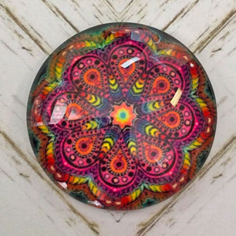 25mm Art Glass Backed Cabochons - Colourful Kaleidescope 4