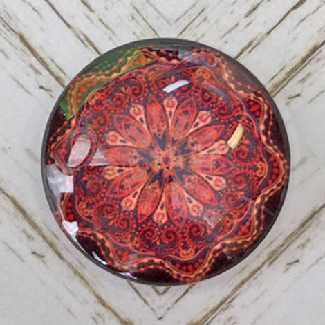 25mm Art Glass Backed Cabochons - Colourful Kaleidescope 5 - Each 25mm Art Glass Backed Cabochons - Colourful Kaleidescope 5 - Each