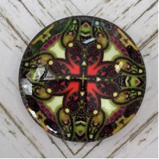 25mm Art Glass Backed Cabochons - Colourful Kaleidescope 6 - Each