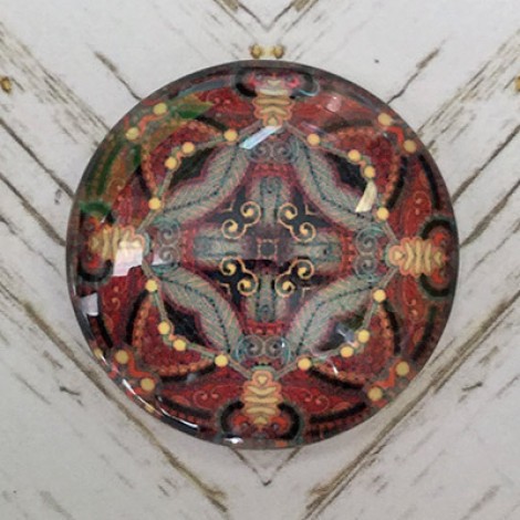 25mm Art Glass Backed Cabochons - Colourful Kaleidescope 8 - Each