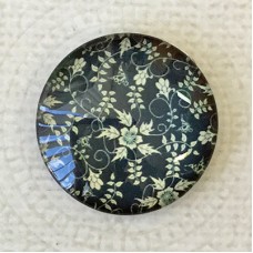 25mm Art Glass Backed Cabochons - Flower Design 12 - Each