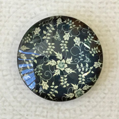 25mm Art Glass Backed Cabochons - Flower Design 12 - Each 25mm Art Glass Backed Cabochons - Flower Design 12 - Each