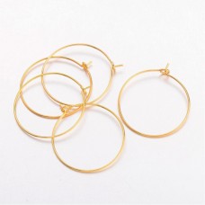 25mm Yellow Gold Plated Nickel Free Earring or Wine Glass Hoops - Pack of 10 Pair
