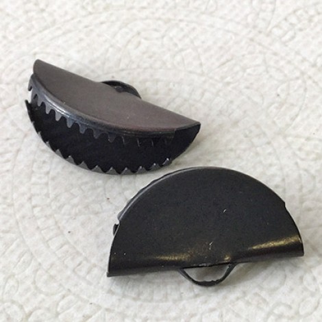 25x15mm Half Moon Ribbon End or Tassel Earring Crimp - Black Oxide