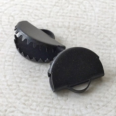 15x12.5mm Half Moon Ribbon End or Tassel Earring Crimp - Black Oxide