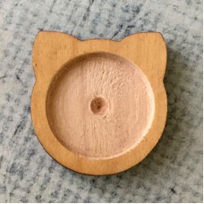 25x24mm (18mmID) Wooden Cat Face Pendant Bezel Settings - Light - Pack of 2