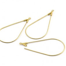 44x23x0.8mm Teardrop Chandelier Hoop - Raw Brass - Pack of 2 Pair