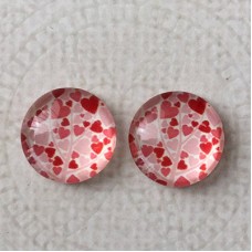 12mm Art Glass Backed Cabochons  - Love Hearts 5 - Per Pair