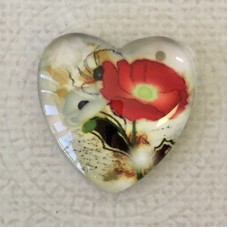 25mm Art Glass Backed Heart Cabochons - Heart Design 6 - Each