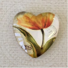 25mm Art Glass Backed Heart Cabochons - Heart Design 7 - Each