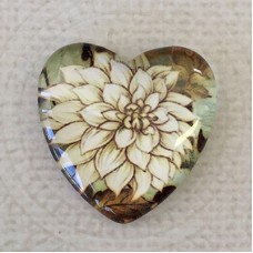25mm Art Glass Backed Heart Cabochons - Heart Design 8 - Each