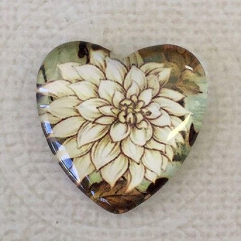 25mm Art Glass Backed Heart Cabochons - Heart Design 8