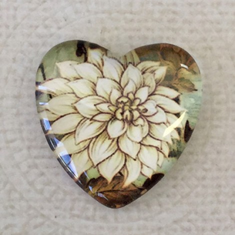 25mm Art Glass Backed Heart Cabochons - Heart Design 8 - Each 25mm Art Glass Backed Heart Cabochons - Heart Design 8 - Each