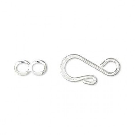 20x10mm Hook + Eye Clasp - Silver Plated