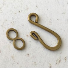 17mm Antique Brass Plated Hook & Eye Clasps - Pack of 10 sets