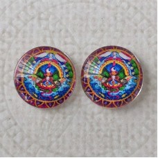 12mm Art Glass Backed Cabochons  - Hippy Series 10 - Per Pair