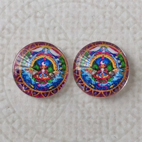 12mm Art Glass Backed Cabochons  - Hippy Series 10