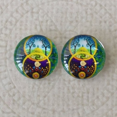 12mm Art Glass Backed Cabochons  - Hippy Series 2