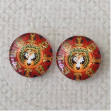 12mm Art Glass Backed Cabochons  - Hippy Series 6 - Per Pair