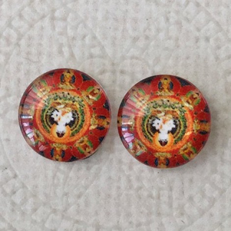 12mm Art Glass Backed Cabochons  - Hippy Series 6