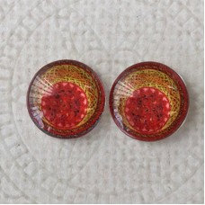 12mm Art Glass Backed Cabochons  - Hippy Series 7 - Per Pair