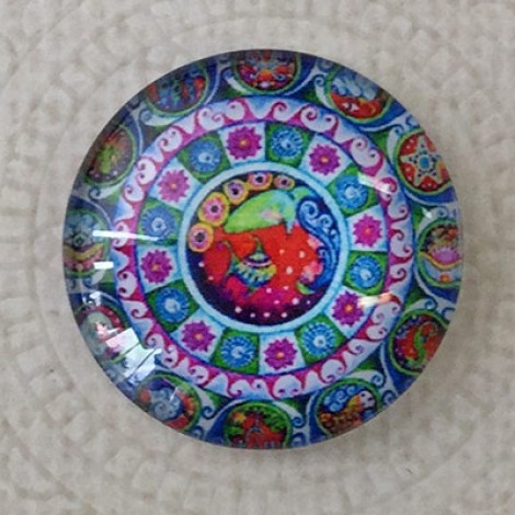 25mm Art Glass Backed Cabochons - Hippy Mix Design 11 - Each 25mm Art Glass Backed Cabochons - Hippy Mix Design 11 - Each
