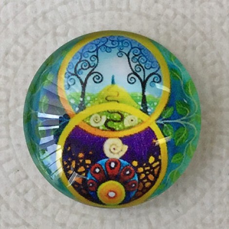 25mm Art Glass Backed Cabochons - Hippy Mix Design 2 - Each