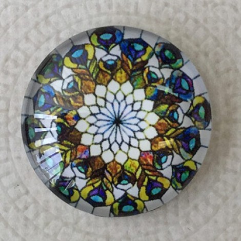 25mm Art Glass Backed Cabochons - Hippy Mix Design 4 - Each 25mm Art Glass Backed Cabochons - Hippy Mix Design 4 - Each