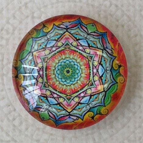 25mm Art Glass Backed Cabochons - Hippy Mix Design 5 - Each 25mm Art Glass Backed Cabochons - Hippy Mix Design 5 - Each