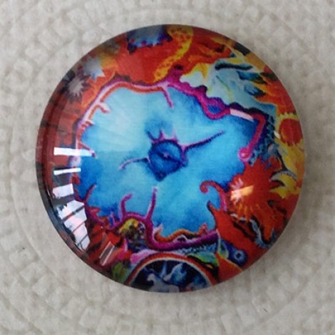 25mm Art Glass Backed Cabochons - Hippy Mix Design 9 - Each 25mm Art Glass Backed Cabochons - Hippy Mix Design 9 - Each