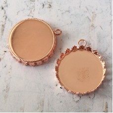 22mm (20mm ID) Crown Edge Rose Gold Plated Bezel Setting Drop - Pack of 2