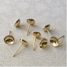 8mm 24K Gold Plated Stainless Steel Cup Earposts with Clutches - Pack of 2 Pair