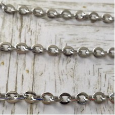 4x3mm .8mm 316L Stainless Steel Unsoldered Flat Oval LinkCable Chain - Per metre