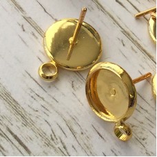 8mm ID Gold Plated Earposts with Loop (clutches not included) - Pack of 2 Pair