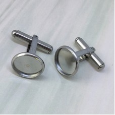12mm ID Bezel Tray Stainless Steel Cufflinks - Per Pair