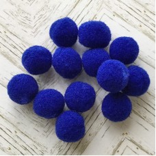 15mm Plush Pom Poms - Royal Blue - Pack of 50