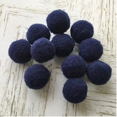 15mm Plush Pom Poms - Navy - Pack of 50