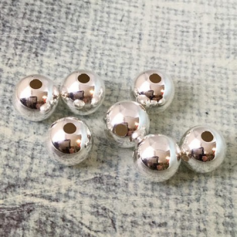 10mm Lightweight Sterling Silver Seamless Round Beads - 2.5mm hole