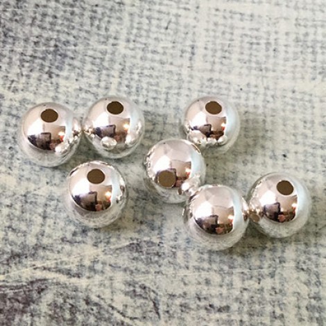 10mm Lightweight Sterling Silver Seamless Round Beads - 2.5mm hole - Each
