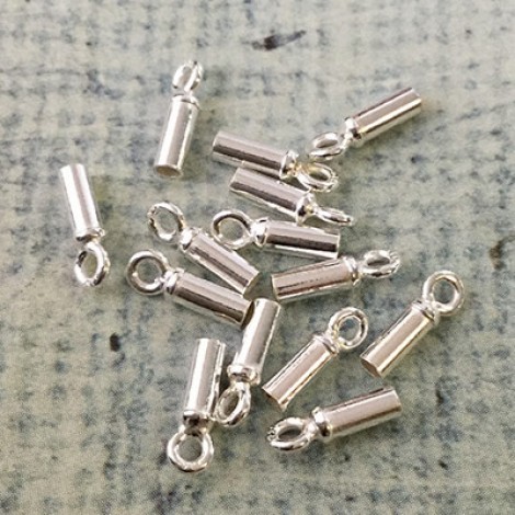 1.5mm ID Sterling Silver Tube Cord End Caps with Ring