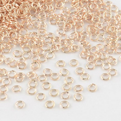 6mm 18ga Light Rose Gold Plated Iron Open Round Jumprings - Pack of 50