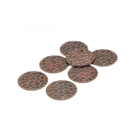 16mm Ant Copper Tone Brass Honeycomb Textured Round Charms