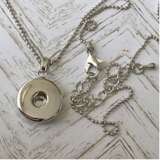 20mm Silver Plated Snap Pendant Necklace w-80cm Ball Chain - Each