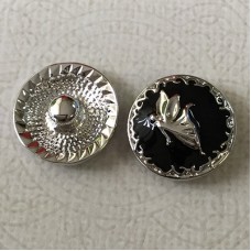20mm Silver Plated with Black Enamel Fairy-Angel Snap Chunk - Each