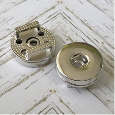 19x4mm Noosa Style Silver Plated Framed Snap Sliders with 7x2mm ID Loops - Each