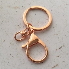 68mm Rose Gold Plated Swivel Clasp Clip w-Keyring - Pack of 2