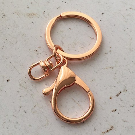 68mm Rose Gold Plated Swivel Clasp Clip w-Keyring