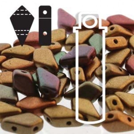 9x5mm 2-Hole Czech Kite Beads - Violet Rainbow - 24gm