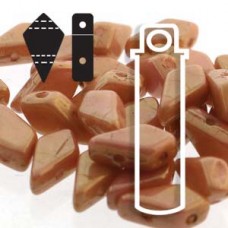 9x5mm 2-Hole Czech Kite Beads - Chalk Red Luster - 24gm